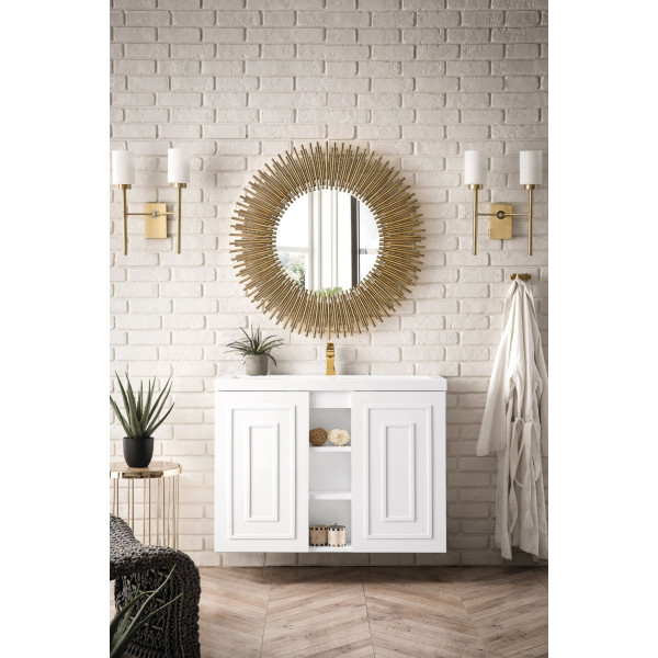James Martin E110V39.5WG 39.5" Single Vanity With u/ Glossy Composite Countertop