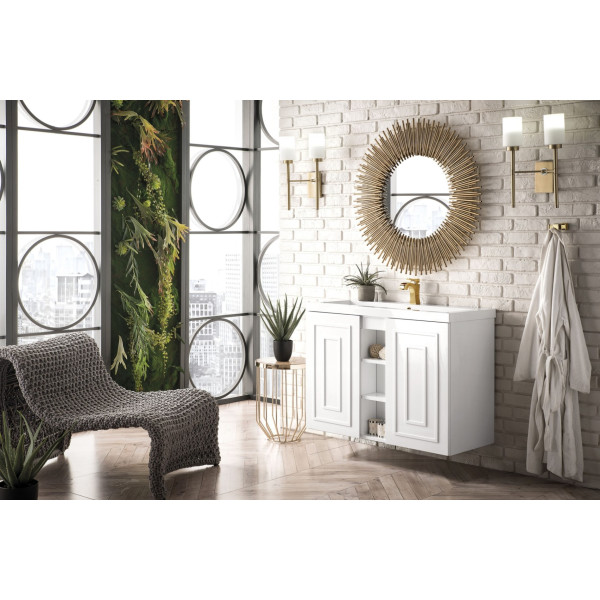 James Martin E110V39.5WG 39.5" Single Vanity With u/ Glossy Composite Countertop