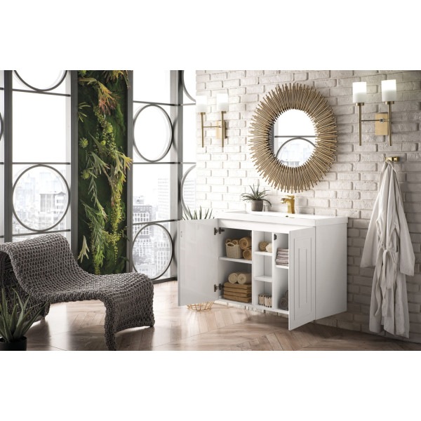James Martin E110V39.5WG 39.5" Single Vanity With u/ Glossy Composite Countertop