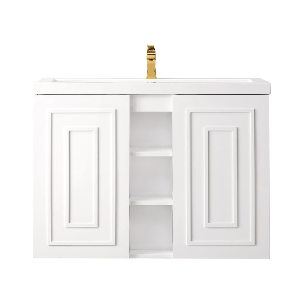 James Martin E110V39.5WG 39.5" Single Vanity With u/ Glossy Composite Countertop