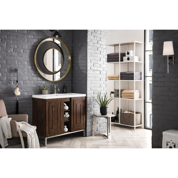 James Martin E110V39.5BNKWG 39.5" Single Vanity With White Glossy Composite Top