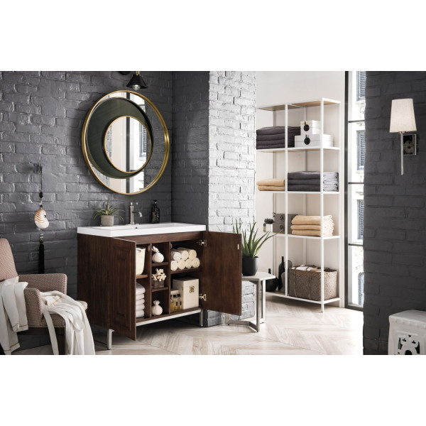 James Martin E110V39.5BNKWG 39.5" Single Vanity With White Glossy Composite Top