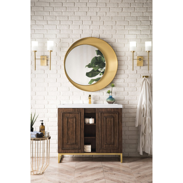 James Martin E110V39.5RGDWG 39.5" Single Vanity With White Glossy Composite Top