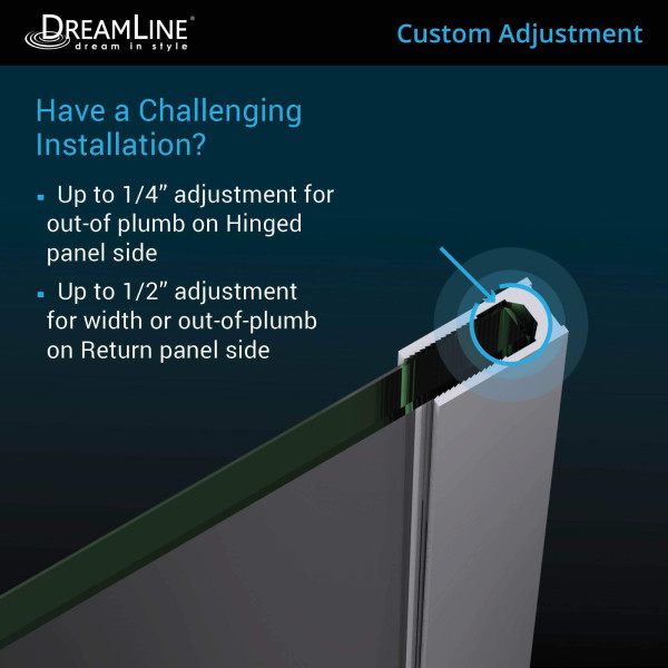 DreamLine E12322530 Unidoor-X Frameless Clear Hinged Shower Enclosure