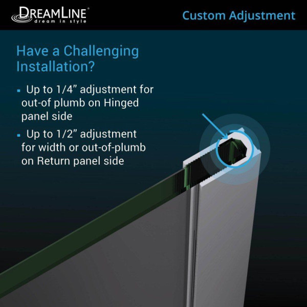 DreamLine E1281430 Unidoor-X 48 in. W x 30.375 in. H Hinged Shower Enclosure