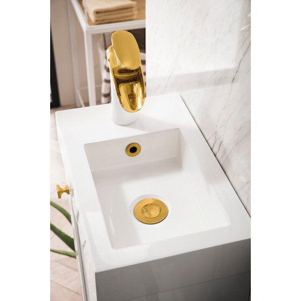 James Martin E303V16WG Chianti 16" Single Vanity With White Glossy Composite Countertop