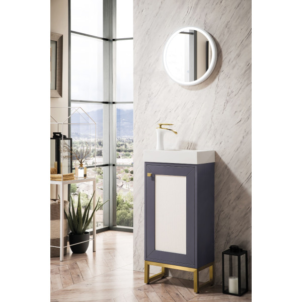 James Martin E303V16RGDWG 16" Single VanityRadiant Gold With White Glossy Composite Top