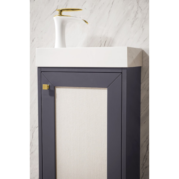 James Martin E303V16RGDWG 16" Single VanityRadiant Gold With White Glossy Composite Top
