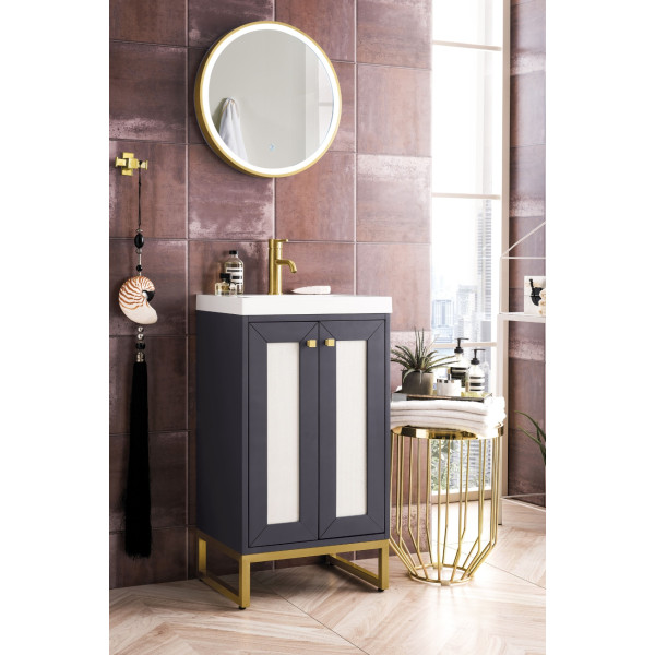 James Martin E303V20RGDWG 20" Single Vanity White Glossy Composite Top