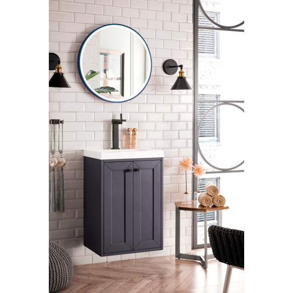 James Martin E303V20MGWG 20" Single Vanity With White Composite Countertop