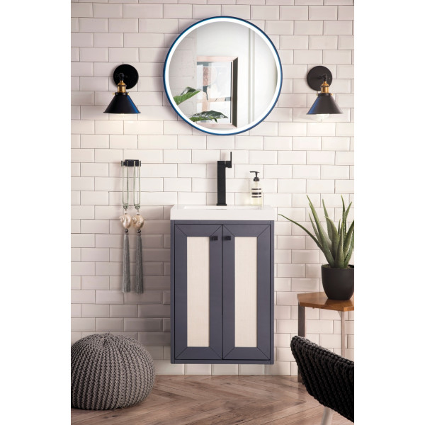 James Martin E303V20MGWG 20" Single Vanity With White Composite Countertop