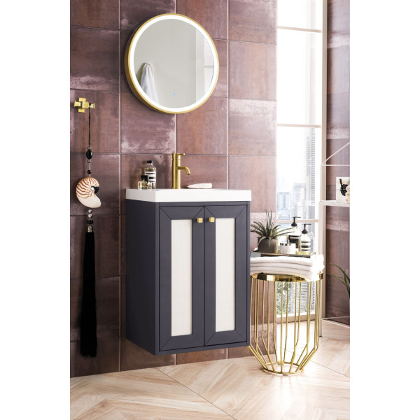 James Martin E303V20MGWG 20" Single Vanity With White Composite Countertop