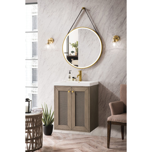 James Martin E303V20WWWG 20" White Washed Walnut Single Vanity W/ Composite Top