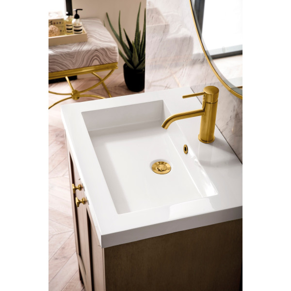 James Martin E303V20WWWG 20" White Washed Walnut Single Vanity W/ Composite Top
