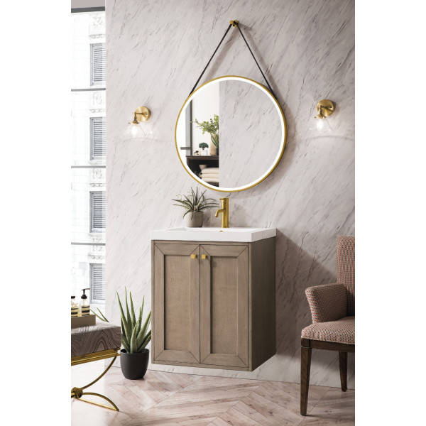 James Martin E303V20WWWG 20" White Washed Walnut Single Vanity W/ Composite Top