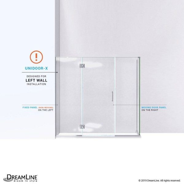 DreamLine E3242234L Unidoor-X 70 in. Frameless Hinged Shower Enclosure