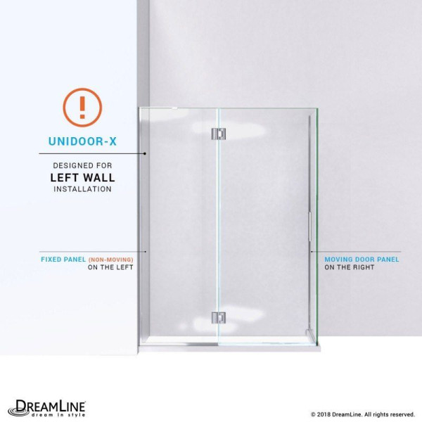 DreamLine E32430L Unidoor-X Hinged Shower Enclosure With Left-wall Bracket