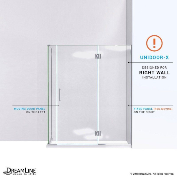DreamLine E32806534R Unidoor-X Hinged Shower Enclosure With Right-wall Bracket