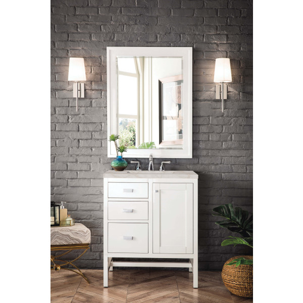James Martin E444-V30-GW-3VSL 30" Vanity Glossy White w/ Victorian Silver Top