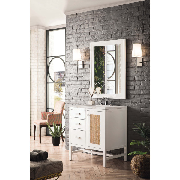 James Martin E444-V30-GW-3VSL 30" Vanity Glossy White w/ Victorian Silver Top