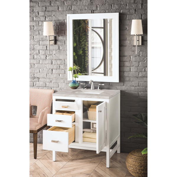 James Martin E444-V30-GW-3VSL 30" Vanity Glossy White w/ Victorian Silver Top