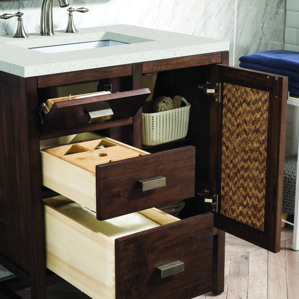 James Martin E444-V30-MCA-3LDL 30" Vanity Mid-Century Acacia w/ Lime Delight Top