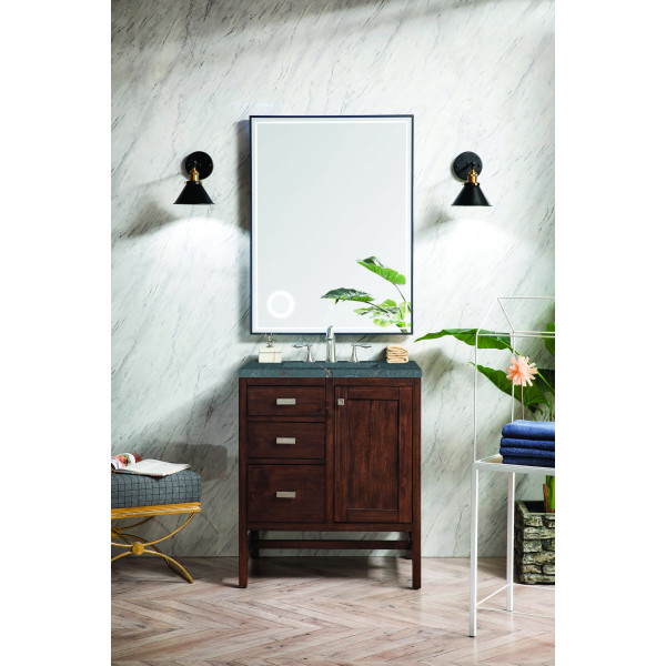 James Martin E444-V30-MCA-3PBL Vanity Mid-Century Acacia w/ Parisien Bleu Top