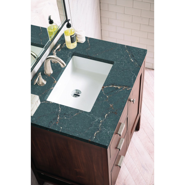 James Martin E444-V30-MCA-3PBL Vanity Mid-Century Acacia w/ Parisien Bleu Top