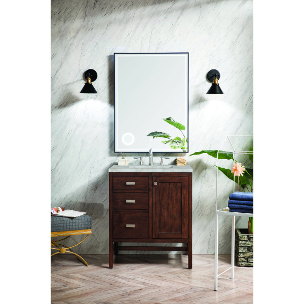 James Martin E444-V30-MCA-3VSL Vanity Mid-Century Acacia w/ Victorian Silver Top