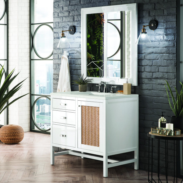 James Martin E444-V36-GW-3LDL 36" Vanity Glossy White w/ 3 CM Lime Delight Top