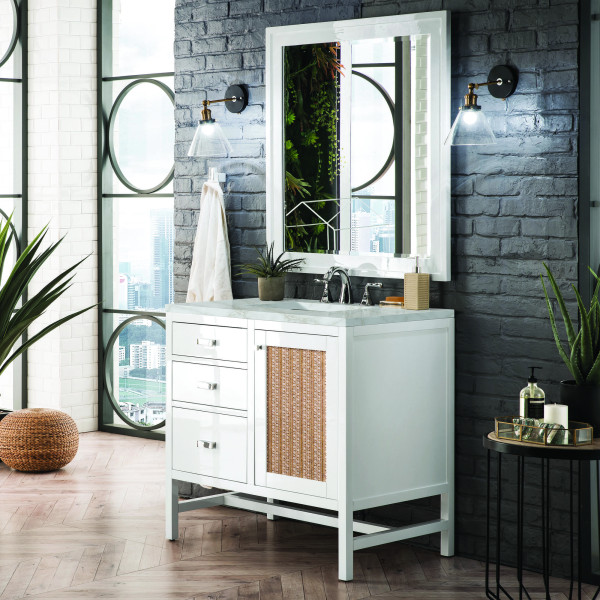 James Martin E444-V36-GW-3VSL 36" Vanity Glossy White w/ Victorian Silver Top