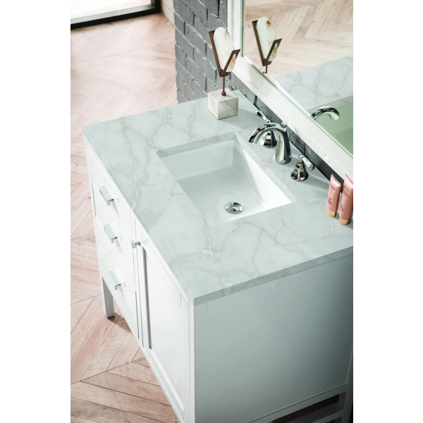 James Martin E444-V36-GW-3VSL 36" Vanity Glossy White w/ Victorian Silver Top