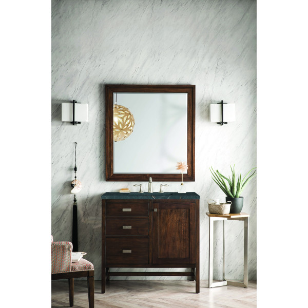 James Martin E444-V36-MCA-3PBL Vanity Mid-Century Acacia w/ Parisien Bleu Top
