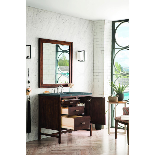 James Martin E444-V36-MCA-3PBL Vanity Mid-Century Acacia w/ Parisien Bleu Top