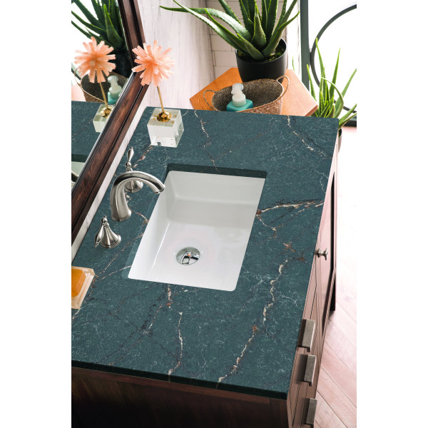 James Martin E444-V36-MCA-3PBL Vanity Mid-Century Acacia w/ Parisien Bleu Top