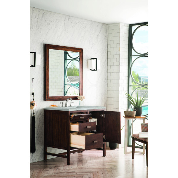James Martin E444-V36-MCA-3VSL Vanity Mid-Century Acacia w/ Victorian Silver Top