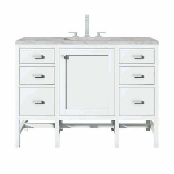 James Martin E444-V48-GW-3VSL 48" Vanity, Glossy White w/ Victorian Silver Top
