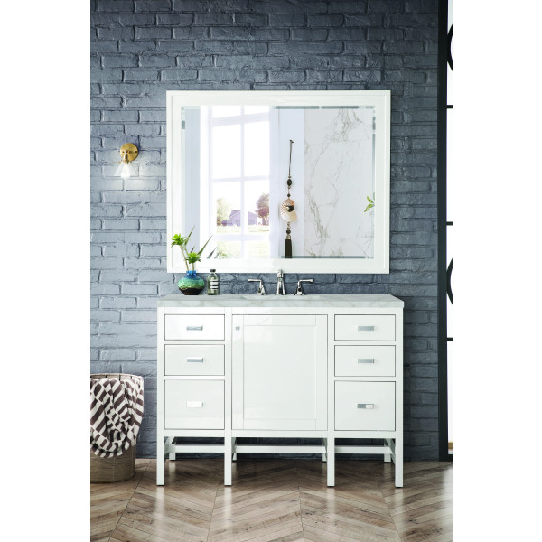 James Martin E444-V48-GW-3VSL 48" Vanity, Glossy White w/ Victorian Silver Top
