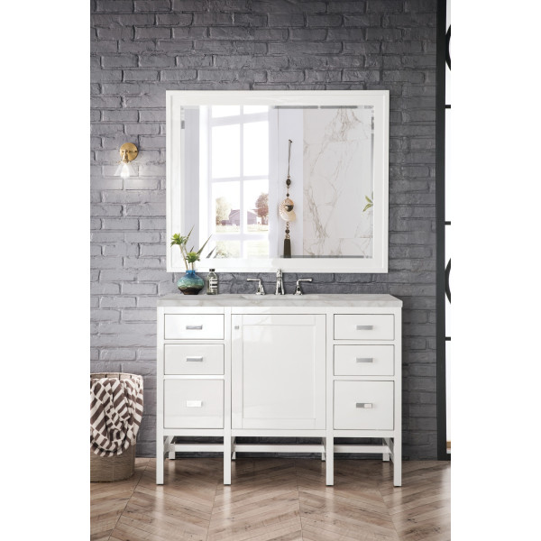 James Martin E444-V48-GW-3VSL 48" Vanity, Glossy White w/ Victorian Silver Top