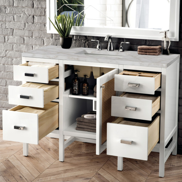 James Martin E444-V48-GW-3VSL 48" Vanity, Glossy White w/ Victorian Silver Top