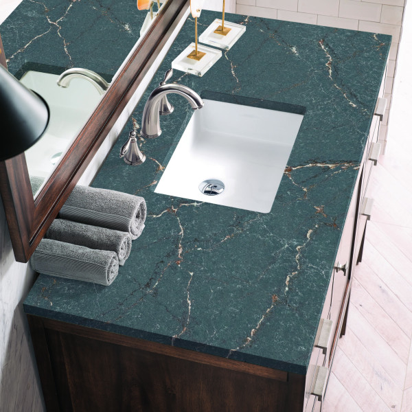 James Martin E444-V48-MCA-3PBL Vanity Mid-Century Acacia w/ Parisien Bleu Top
