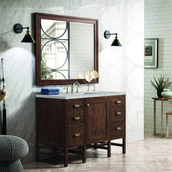James Martin E444-V48-MCA-3VSL Vanity Mid-Century Acacia w/ Victorian Silver Top