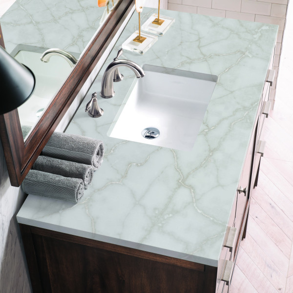 James Martin E444-V48-MCA-3VSL Vanity Mid-Century Acacia w/ Victorian Silver Top