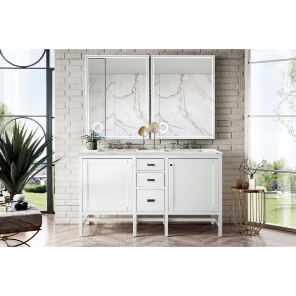 James Martin E444-V60D-3ENC Addison 60" Double Vanity Cabinet w/ 3 CM Top