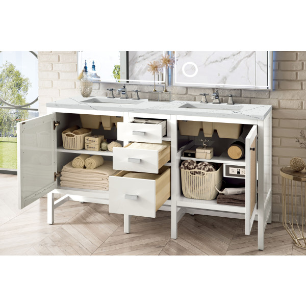 James Martin E444-V60D-3ENC Addison 60" Double Vanity Cabinet w/ 3 CM Top