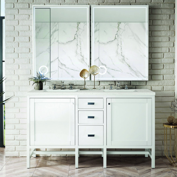 James Martin E444-V60D-GW-3LDL 60" Vanity Glossy White w/ 3 CM Lime Delight Top
