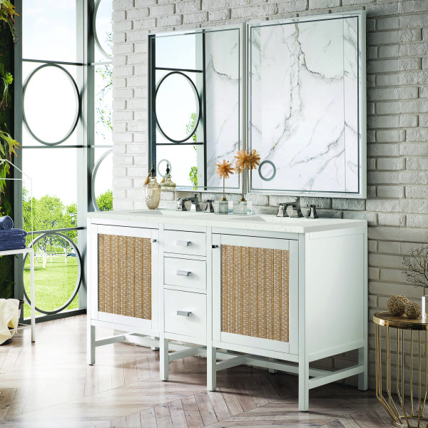 James Martin E444-V60D-GW-3LDL 60" Vanity Glossy White w/ 3 CM Lime Delight Top