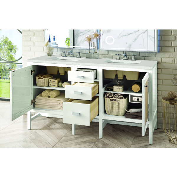 James Martin E444-V60D-GW-3LDL 60" Vanity Glossy White w/ 3 CM Lime Delight Top