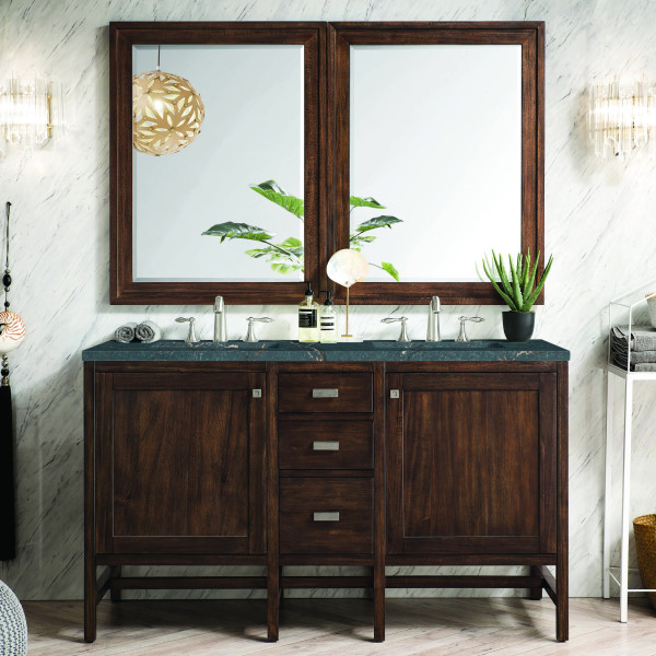 James Martin E444-V60D-MCA-3PBL Vanity Mid-Century Acacia w/ Parisien Bleu Top