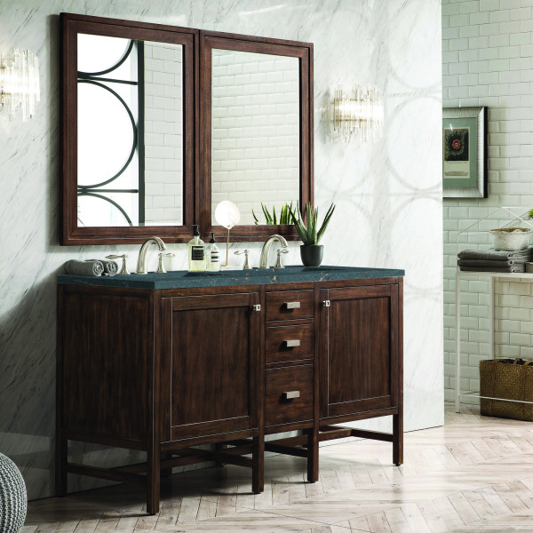 James Martin E444-V60D-MCA-3PBL Vanity Mid-Century Acacia w/ Parisien Bleu Top